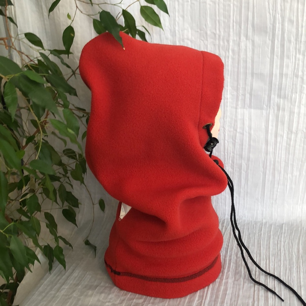 Unisex orange rust fleece long winter cold weather adjustable hood outdoor wear - Picture 4 of 9